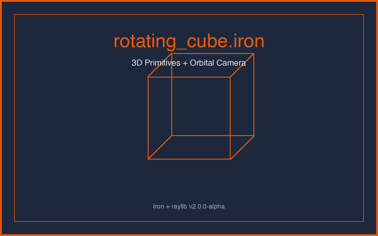 rotating_cube — 3D primitives + orbital camera screenshot